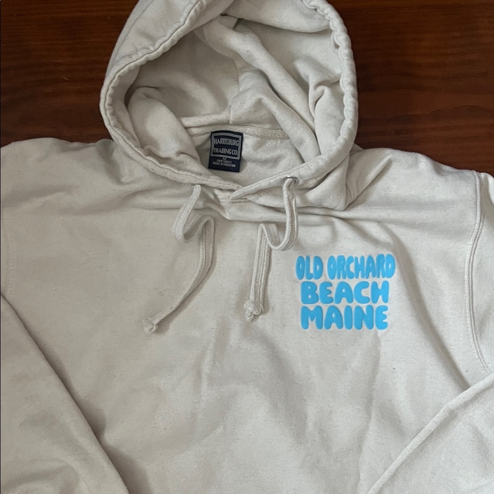 Old Orchard Beach Maine Hoodie in Cream and Blue